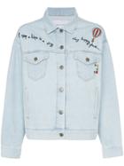 Mira Mikati Denim Cotton Jacket With Embellished Sheer Back Panel -