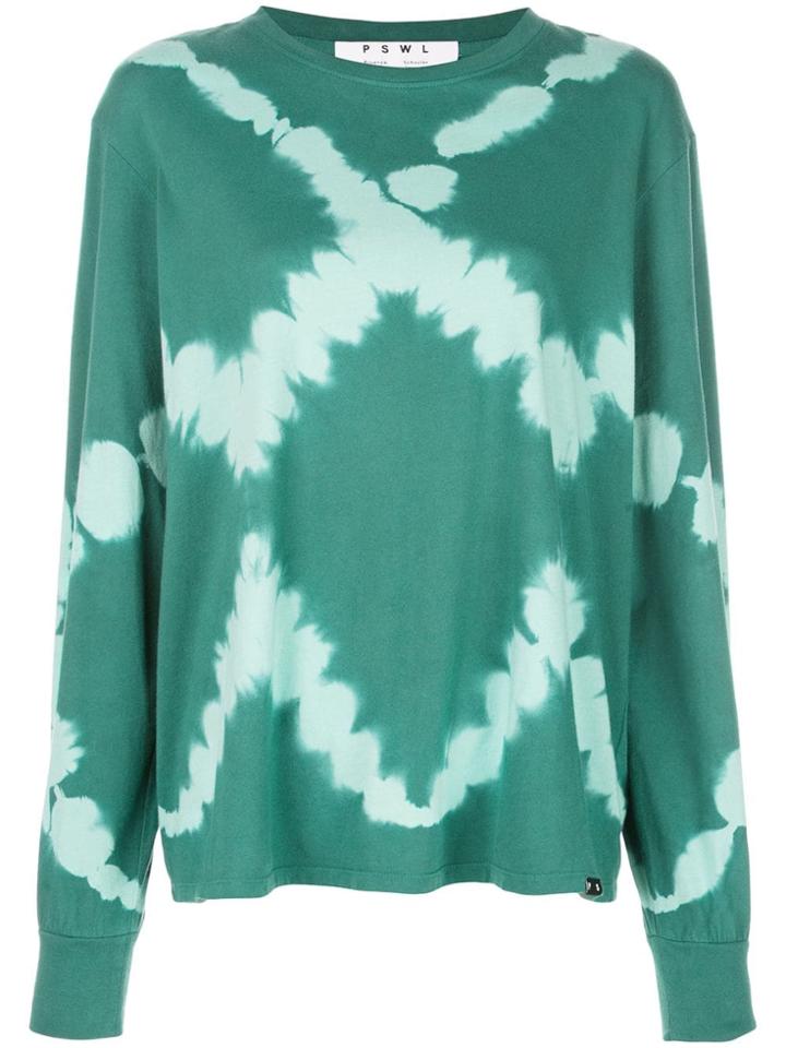Proenza Schouler Pswl Diamond Tie Dye Long Sleeve T-shirt - Green