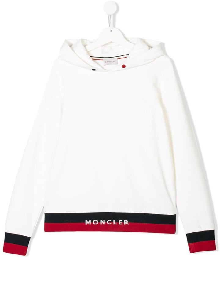Moncler Kids Stripe Trim Hoodie - White