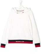 Moncler Kids Stripe Trim Hoodie - White