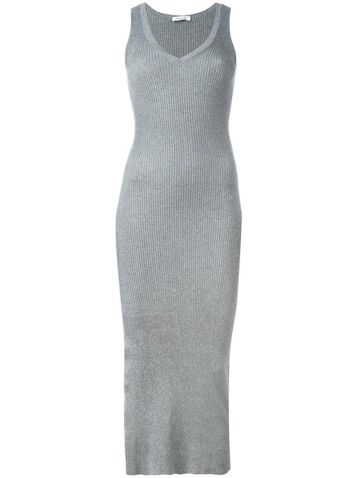 Mugler Ribbed Knitted Dress, Size: Small, Grey, Cotton/polyester/viscose