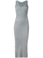 Mugler Ribbed Knitted Dress, Size: Small, Grey, Cotton/polyester/viscose