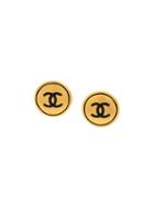Chanel Vintage Cc Button Clip-on Earrings