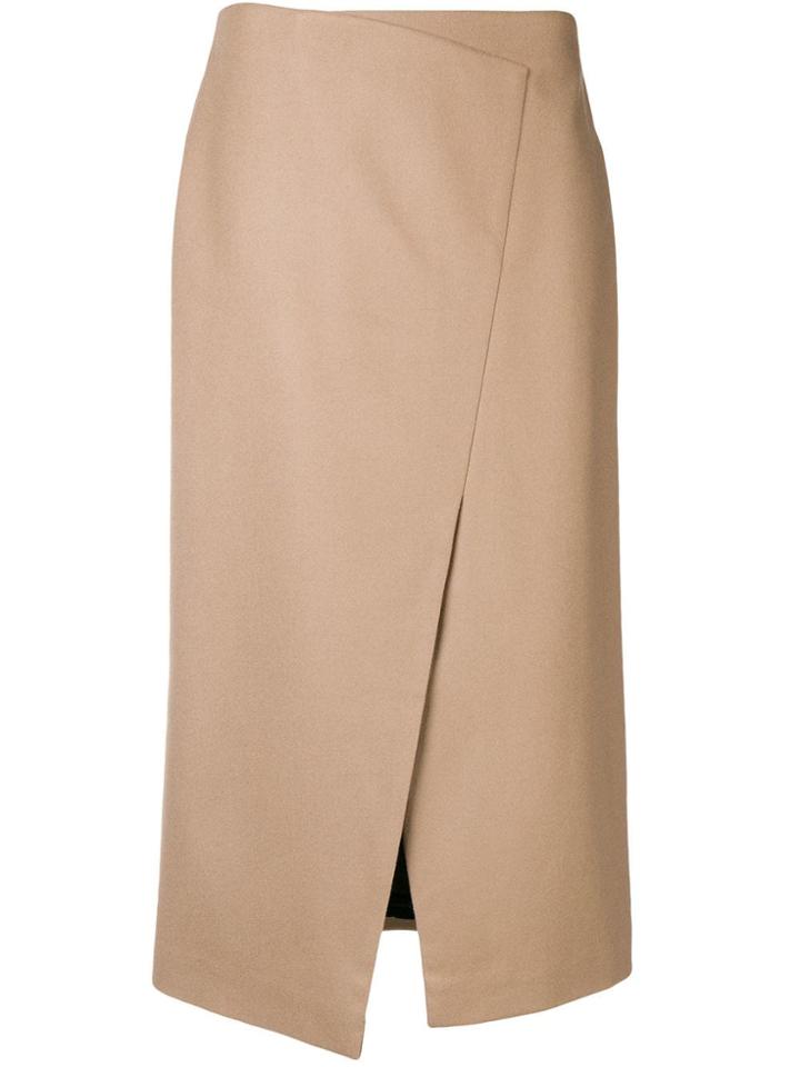 Paule Ka High Waisted Midi Skirt - Nude & Neutrals