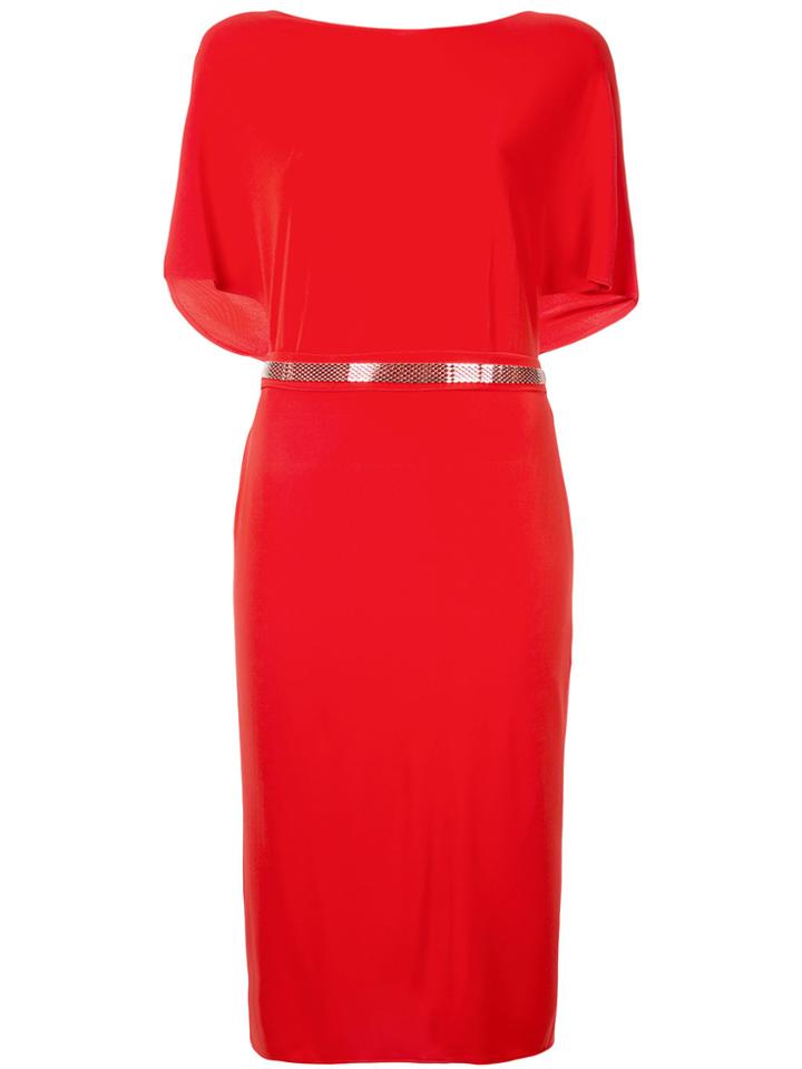 Lanvin Mesh Belted Dress - Red