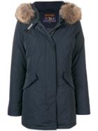 Woolrich Chevron Quilted Fur Trimmed Parka - Blue