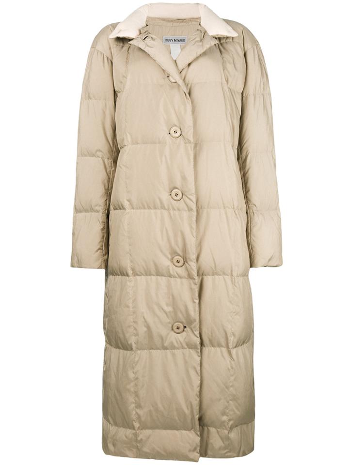 Issey Miyake Vintage Buttoned Padded Coat - Nude & Neutrals
