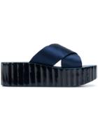 Tory Burch Flatform Crossover Strap Sandals - Blue