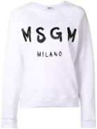 Msgm Logo Printed Sweatshirt - White