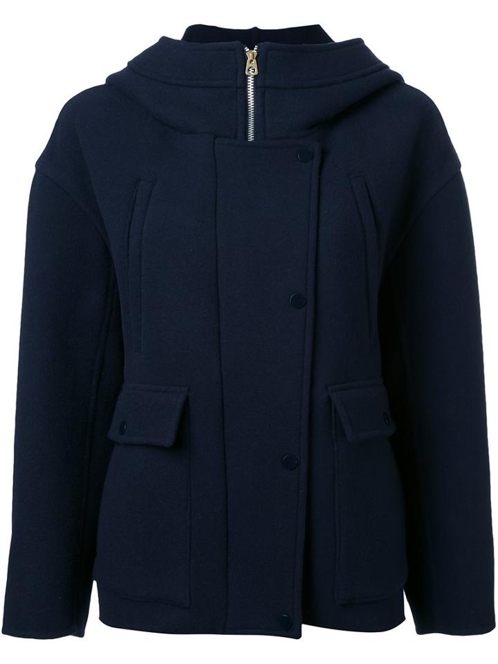 Rito Hooded Tweed Jacket, Women's, Size: 38, Blue, Wool