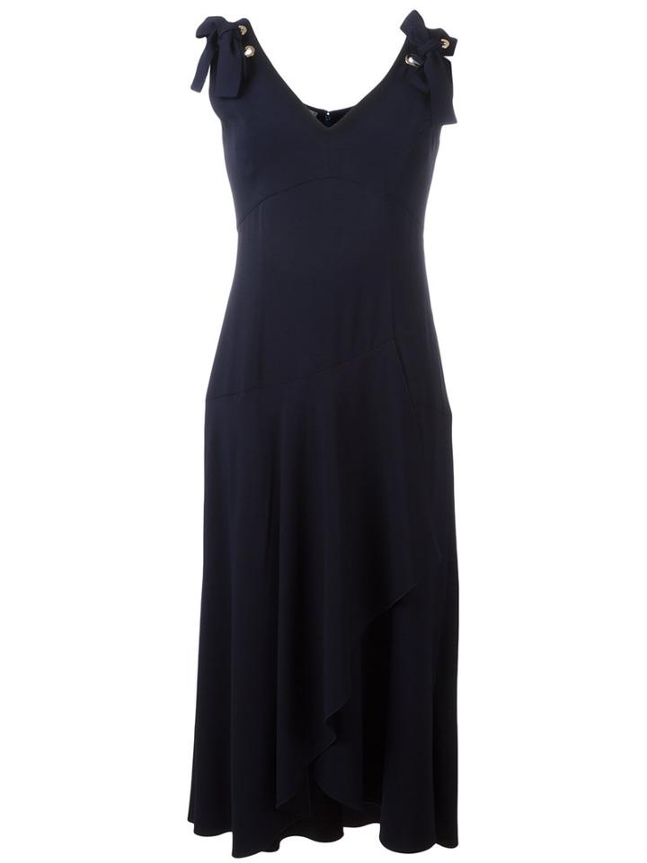 Alberta Ferretti Flared V-neck Dress, Women's, Size: 40, Blue, Acetate/rayon