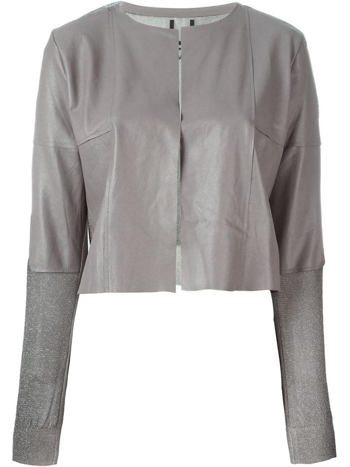 Aviù Fine Knit Panel Leather Jacket