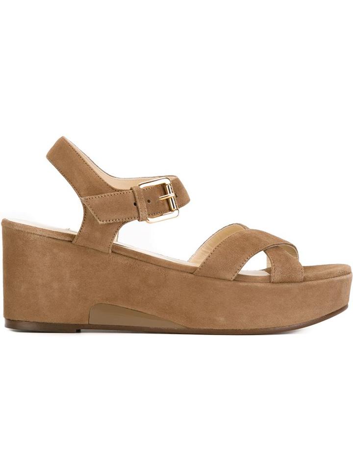 L Autre Chose Sling Back Platform Sandals, Women's, Size: 38, Brown, Suede/leather