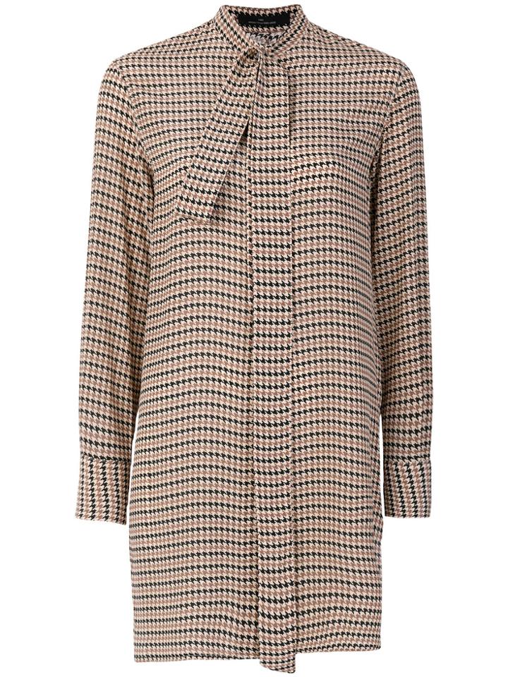 Rokh Houndstooth Print Blouse - Brown