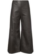 Adam Lippes Leather Wide Leg Cropped Culottes - Brown