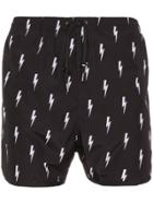 Neil Barrett Lightning Bolt Print Swim Shorts - Black