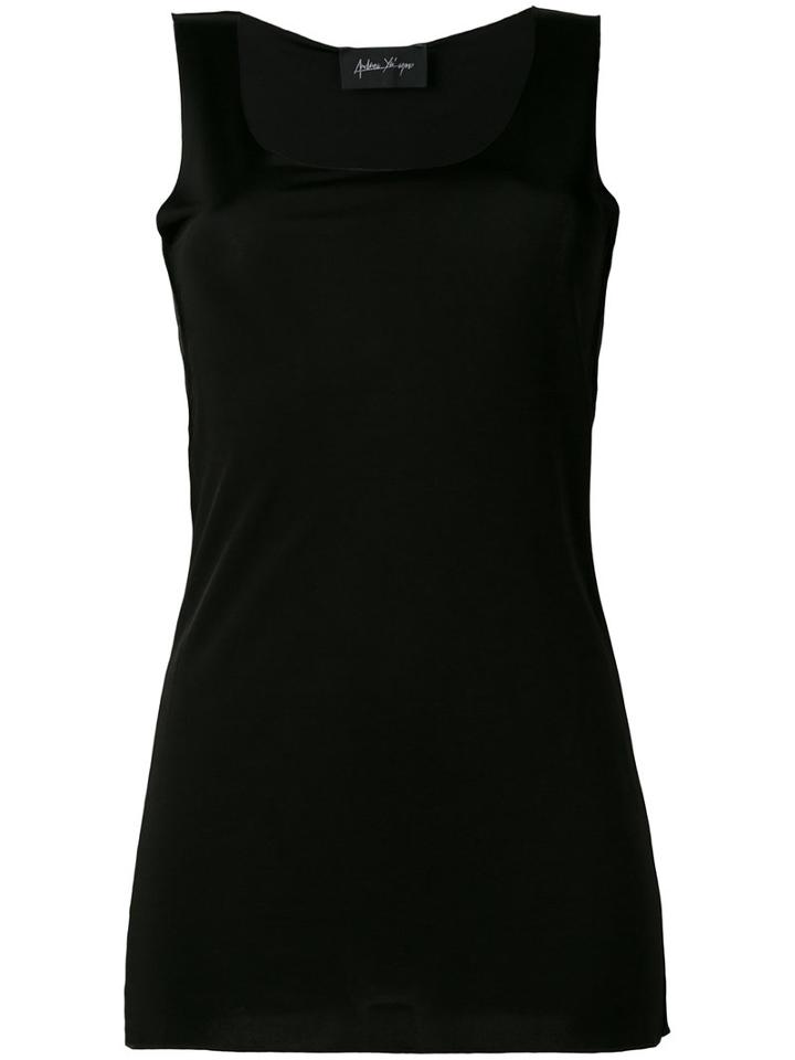 Side Split Tank Top - Women - Cotton/viscose - S, Black, Cotton/viscose, Andrea Ya'aqov