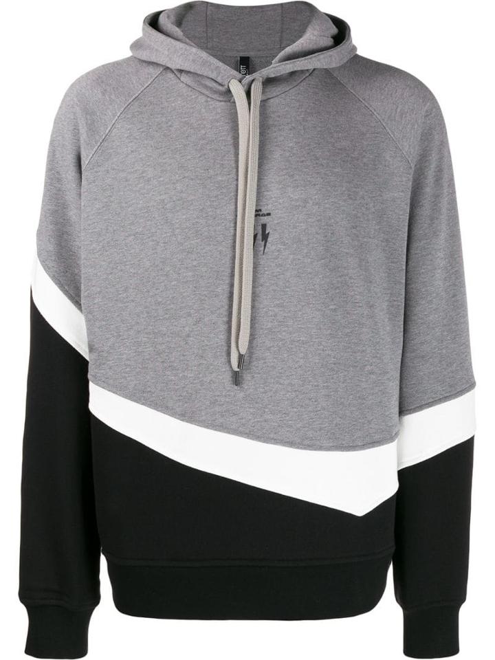 Neil Barrett Colour Block Hoodie - Grey