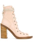 Ann Demeulemeester Open Lace-up Ankle Boots - Nude & Neutrals