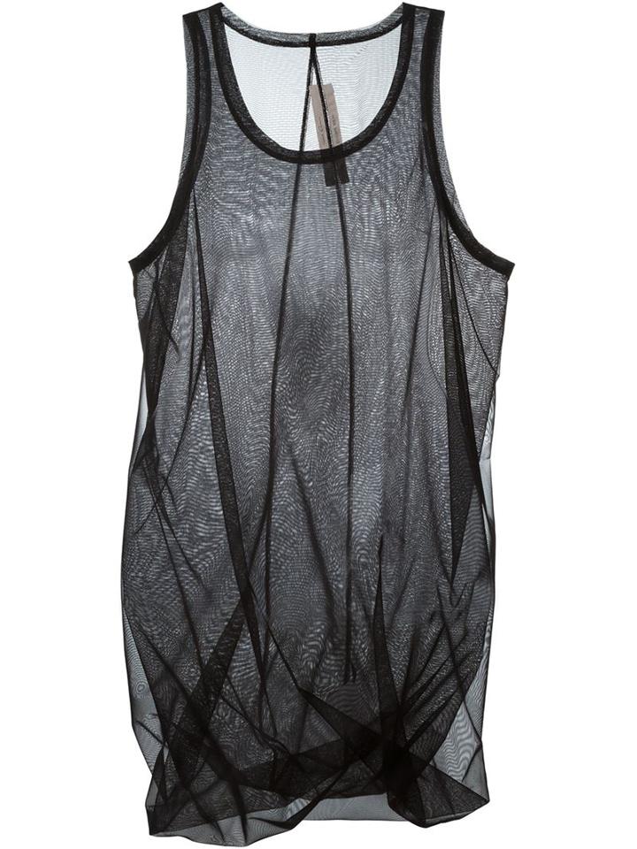 Rick Owens Draped Sheer Tank Top, Men's, Size: S, Black, Polyamide/spandex/elastane