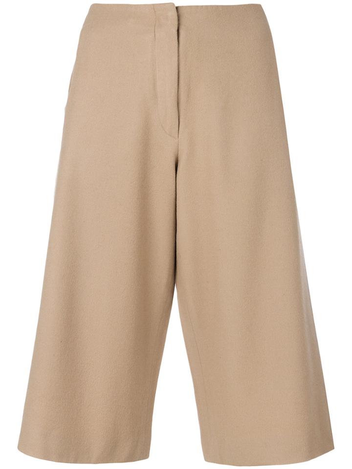Jil Sander Vintage Wide Leg Cropped Trousers - Nude & Neutrals