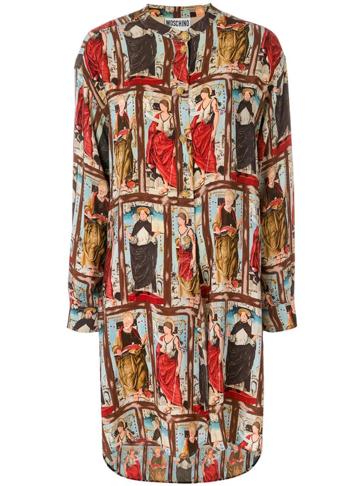 Moschino Vintage Saints Print Shirt Dress - Multicolour