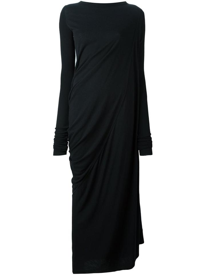Rick Owens Lilies Draped Maxi Dress, Women's, Size: 40, Black, Polyamide/viscose/angora/wool
