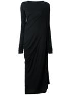 Rick Owens Lilies Draped Maxi Dress, Women's, Size: 40, Black, Polyamide/viscose/angora/wool