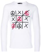 Love Moschino - Noughts And Crosses Long Sleeve Top - Men - Cotton/spandex/elastane - M, White, Cotton/spandex/elastane