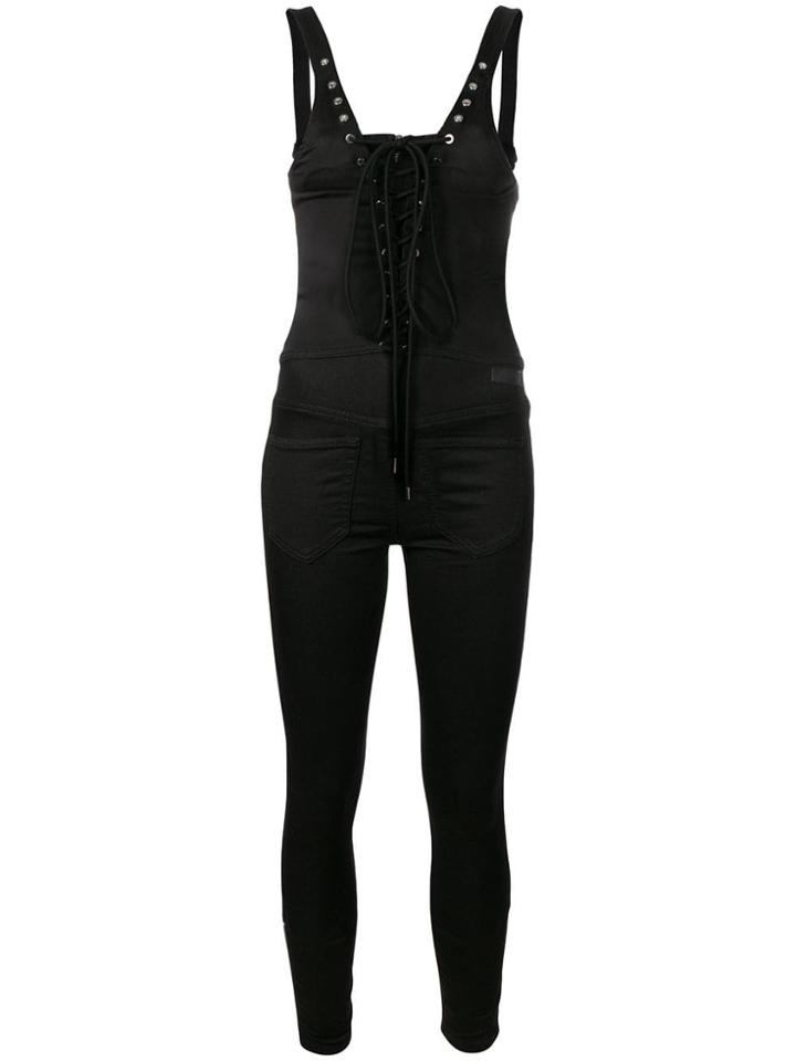 Diesel Joggjeans Jumpsuit With Lace-up Back - Black