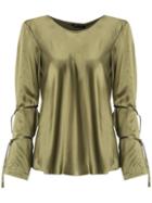 Uma Raquel Davidowicz - Lace Up Detail Blouse - Women - Silk - 44, Green, Silk