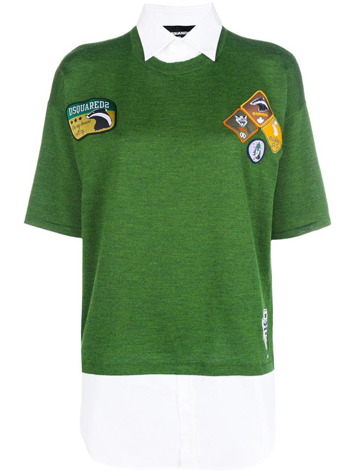Dsquared2 Logo Patch Sweater Top - Green