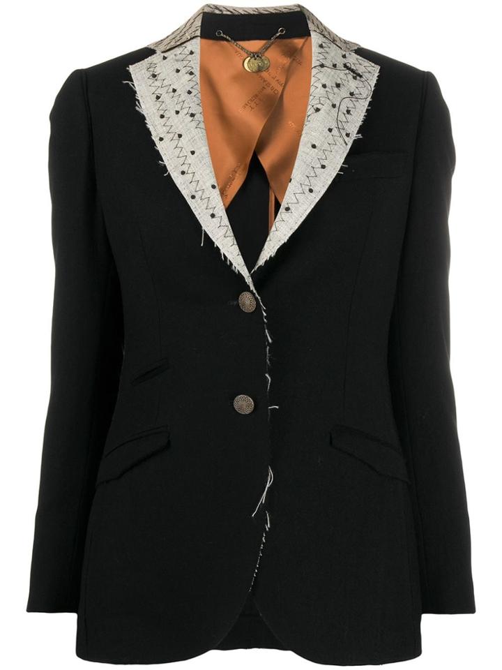 Maurizio Miri Michelle Contrast Lapel Blazer - Black