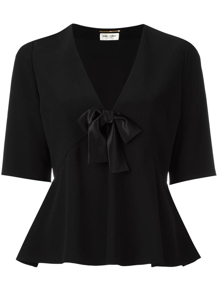 Saint Laurent V-neck Blouse, Women's, Size: 40, Black, Acetate/viscose/silk