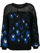 Just Cavalli Heart Intarsia Balloon Sleeve Sweater - Black