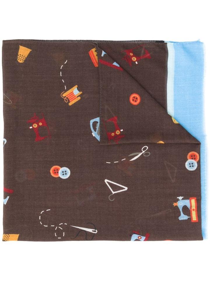 Fefè Sewing Print Scarf - Brown