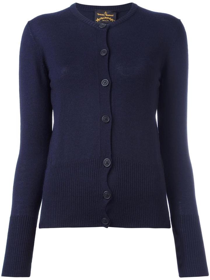 Classic Cardigan, Women's, Size: Xl, Blue, Virgin Wool, Vivienne Westwood Anglomania