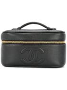 Chanel Vintage Cc Stitch Vanity Case - Black