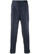 Pt01 Checked Straight-leg Trousers - Blue