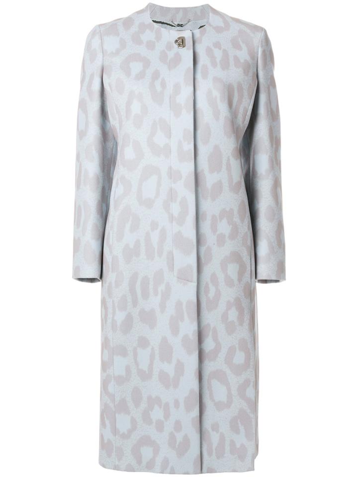 Salvatore Ferragamo Leopard Print Coat - Blue