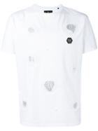 Philipp Plein Crystal-embellished Distressed T-shirt - White