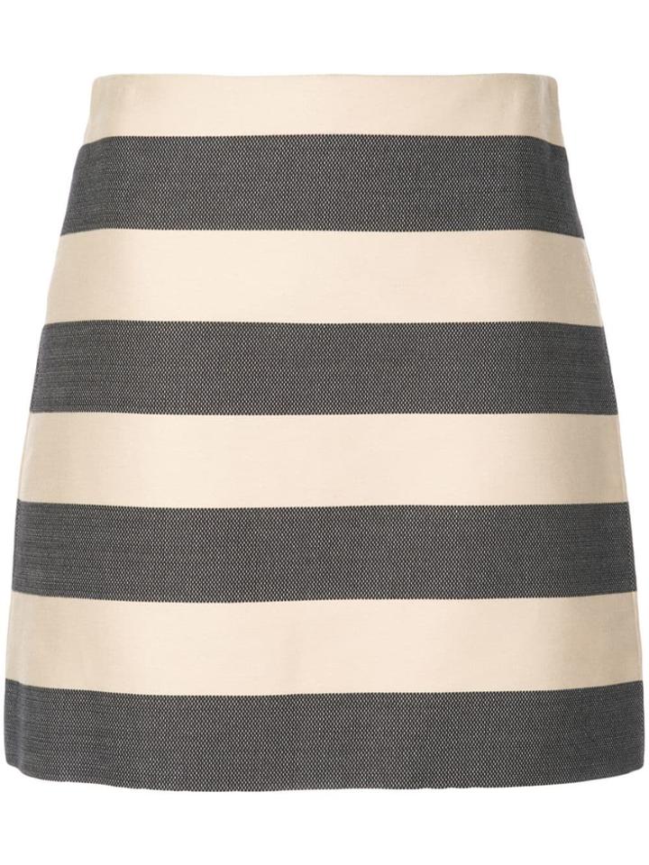 Derek Lam Striped A-line Skirt - Black