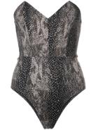 Fleur Du Mal Strapless V-neck Swimsuit - Brown