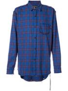 Mastermind Japan Distressed Plaid Shirt - Blue