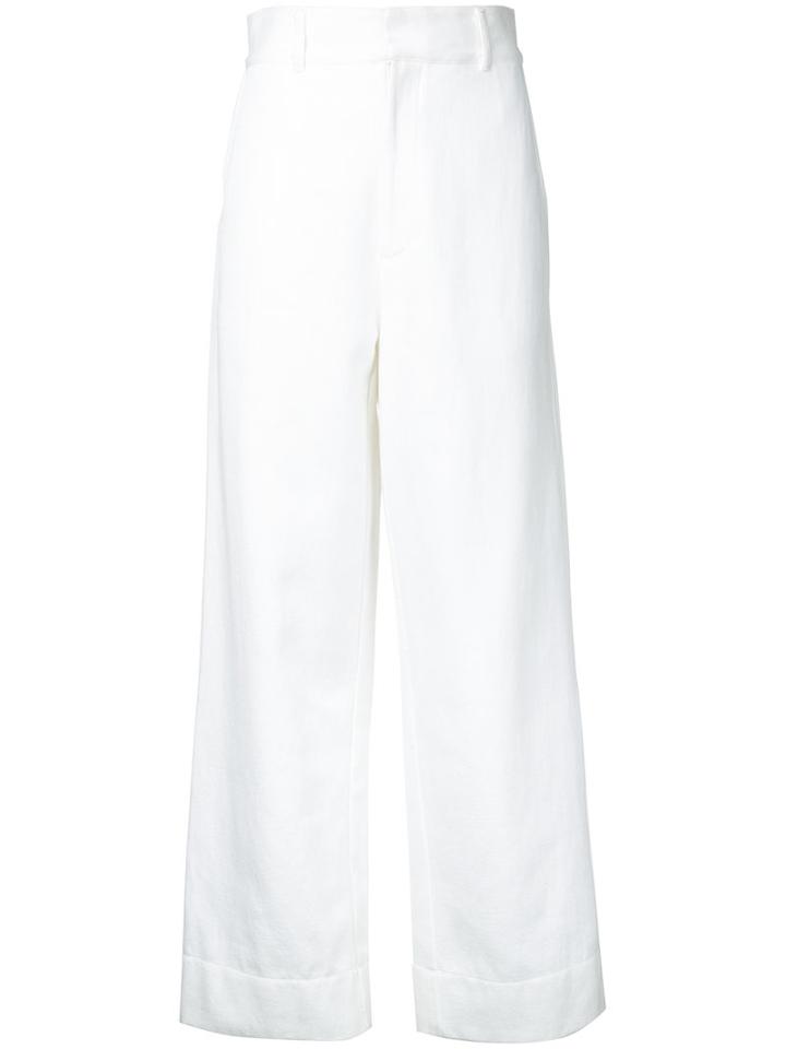 Bassike - Denim Wide Leg Trousers - Women - Cotton - 6, White, Cotton