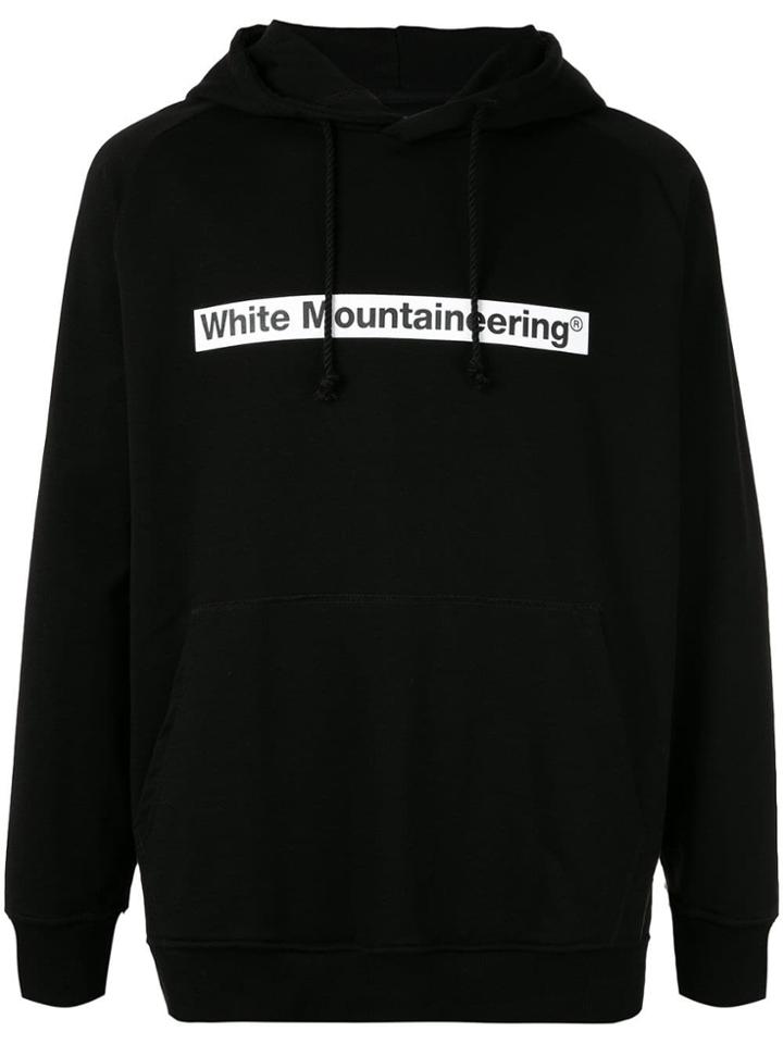 White Mountaineering Logo Patch Drawstring Hoodie - Black