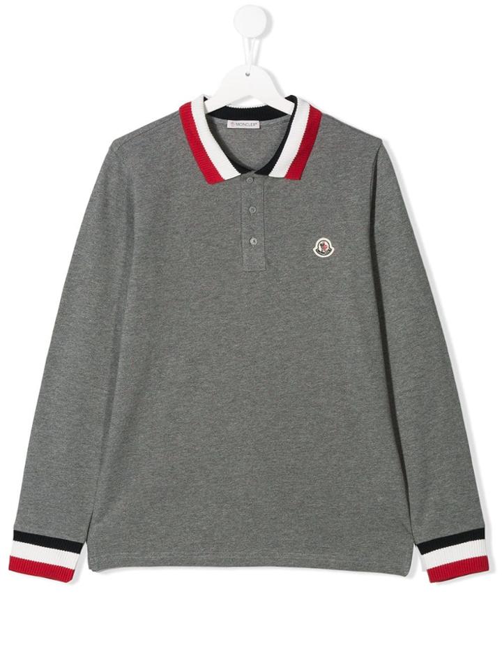 Moncler Kids Teen Cotton Polo Shirt - Grey