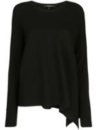 Derek Lam Long Sleeve Asymmetrical Knit Pullover - Black