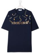 Roberto Cavalli Junior Teen Logo Print T-shirt - Blue