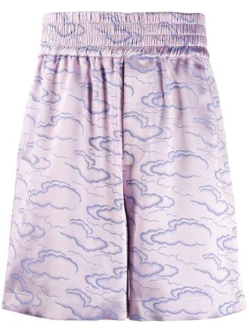 Ximon Lee Cloud Brocade High-waist Shorts - Purple